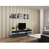 TV stojan Cama Meble VIGO NEW 30/180/40, biely vrchná doska, čierny lesklý rám, 1800×400×300 mm