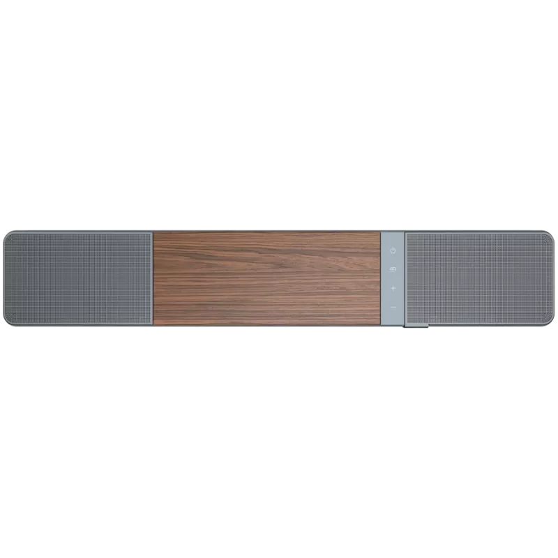 Soundbar KLIPSCH Flexus CORE 100 — 2.1 kanály, 100 W, integrovaný subwoofer, sivá/orech