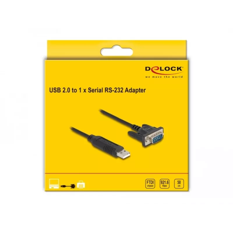 DeLOCK USB 2.0 na sériový RS-232 adaptér 50 cm FTDI čierna