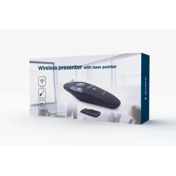 GEMBIRD bezdrôtový IR prezentér WP-L-11, 4 tlačidlá, 2,4 GHz RF USB prijímač, čierna, AAA batéria