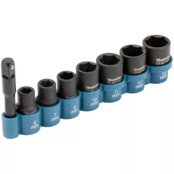 Makita E-12289 sada rázových nástrčných kľúčov a adaptéra, 8 ks