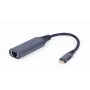 Sieťový adaptér Gembird A-USB3C-LAN-01 Type-C USB 3.2 Gen 1, Gigabit RJ-45, 0,15 m kábel, kovové puzdro, sivá/čierna