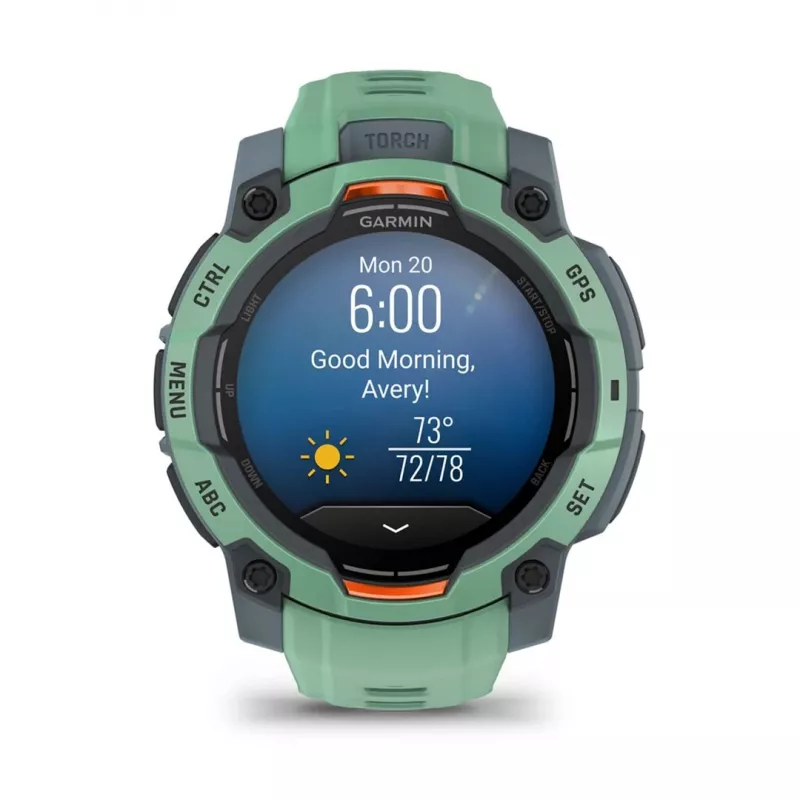 Garmin Instinct 3 AMOLED 3,05 cm (1,2) 45 mm digitálny 390 x 390 pixelov dotyková obrazovka zelená GPS (satelit)