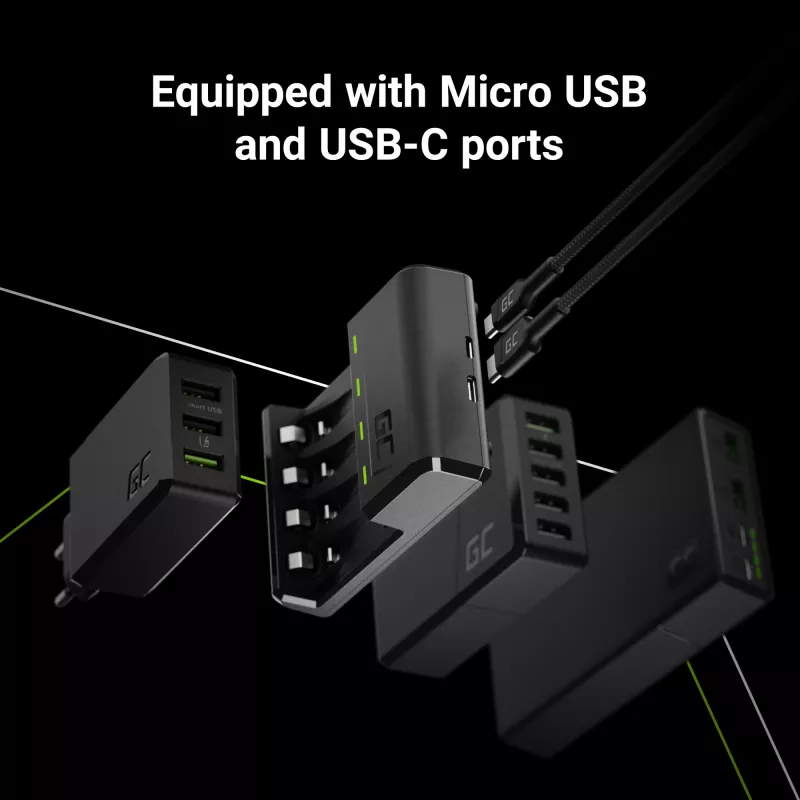 Nabíjačka batérií Green Cell GC VitalCharger USB, 4 sloty, AA/AAA, USB napájaná, čierna