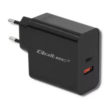 Napájací zdroj QOLTEC 51716 — AC 220–240V na 20V 3A (63W), čierny, univerzálna interiérová nabíjačka