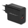 Qoltec 51716 sieťová nabíjačka 63 W, USB-C PD + USB QC 3.0, 5-20 V 1,5-3 A, čierna