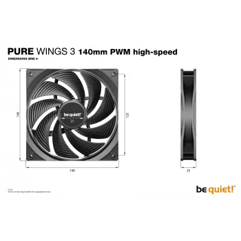 be quiet Pure Wings 3 140mm PWM vysokorýchlostný ventilátor do skrine počítača 14 cm čierny 1 ks