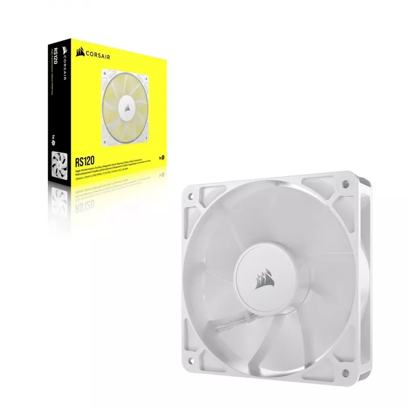 Corsair RS120 CO-9050192-WW 120 mm PWM ventilátor do skrine, 420–2100 ot./min., jednotlivé balenie, biely