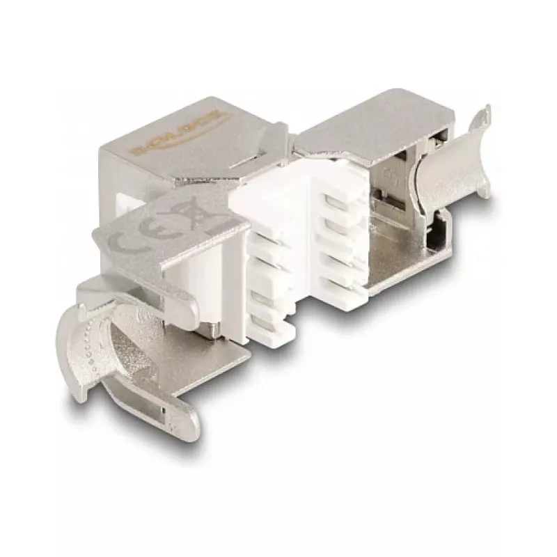 DeLOCK Keystone modul RJ45 konektor samica na LSA Cat.6A bez nástroja s modrou protiprachovou krytkou