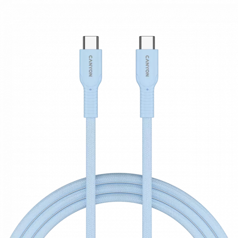 CANYON kábel OnWire 60CL C-C 60W COLOR pletený 1m svetlomodrý