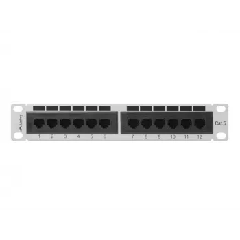 Patch panel LANBERG PPU6-9012-S, 12-port Cat6, kov, sivý