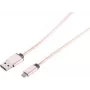 USB kábel S/CONN 14-11002 1 m USB A na Micro-USB B ružové zlato