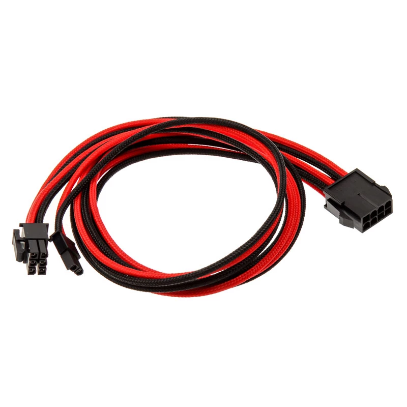 PHANTEKS 6+2-pin PCIe predlžovací kábel 50cm - opletený čierny/červený (PH-CB8V_BR)