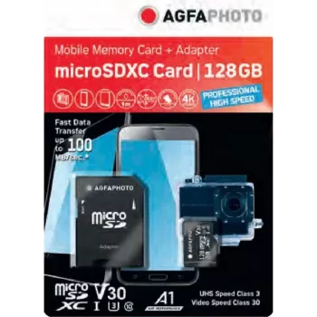 MicroSDXC pamäťová karta AgfaPhoto 128 GB UHS-I trieda 10 U1 V10