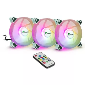 INTER-TECH Argus RGB sada ventilátorov RS-06 120 mm 3 balenie biela ARGB s ovládačom