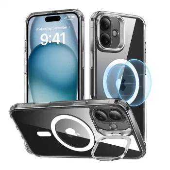 Puzdro na telefón ESR Classic Hybrid pre iPhone 16 Plus – transparentné s integrovaným stojanom