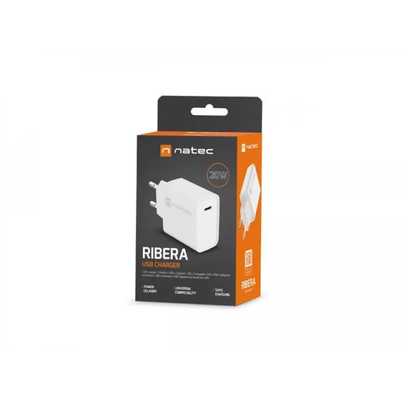 Interiérová USB-C rýchlonabíjačka NATEC RIBERA 12V 20W Quick Charge 3.0 biela