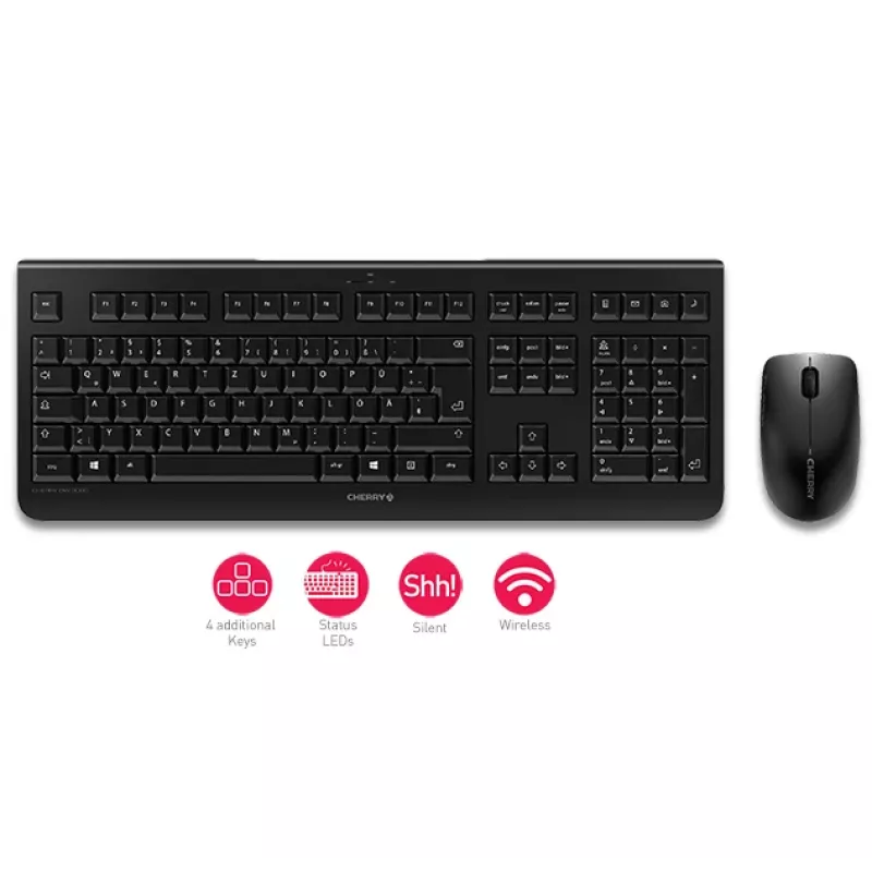 CHERRY DW 3000 klávesnica myš v cene univerzálna RF Wireless QWERTZ nemecká sivá