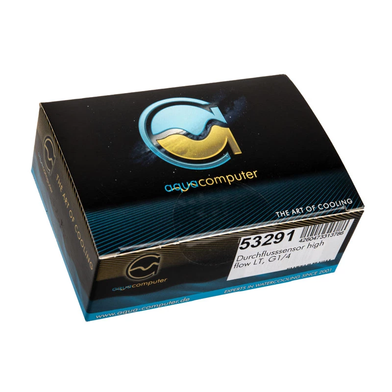 Aqua-Computer prietokový senzor high flow LT G1/4 — čierny, G1/4 pripojenie, 51×42×30 mm