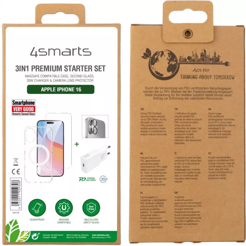 4smarts 3in1 Premium Starter Set mobilný štartovací set priehľadný biely