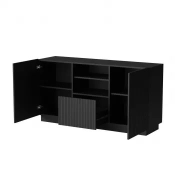 Komoda Cama LIVERTI 150x42x78 cm, čierna, drevotrieska, 1 zásuvka