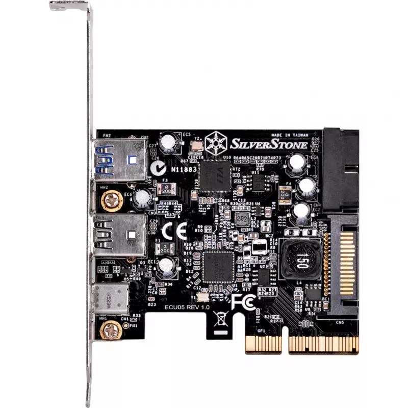 SilverStone ECU05 - USB adaptér - PCIe 2.0 x2 Low Profile - USB 3.1 Type-C x 1 + USB3.0 x 2 + USB3.0 (interný) x 2 (SST-ECU05)