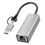 USB-A/-C na 2,5G Ethernet adaptér, sivý