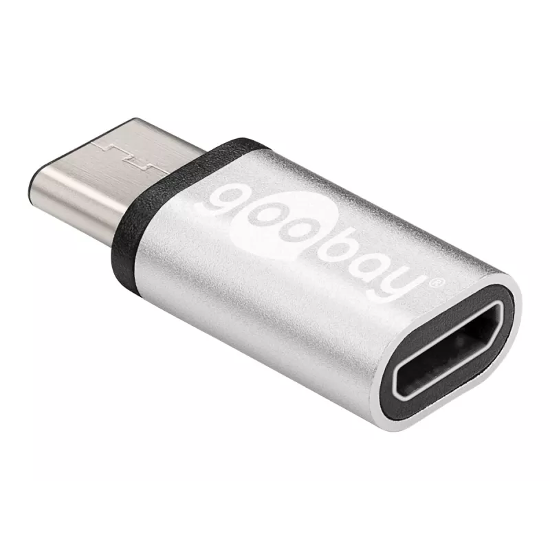 Wentronic Goobay USB-C™ adaptér - USB 2.0 Micro-B konektor samica, strieborný - na prepojenie zariadenia USB-C™ s káblom USB 2.0 Micro-B (56636)