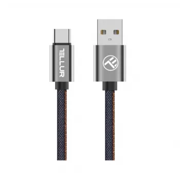 Dátový kábel USB Tellur USB na Type-C 1 m denim, opletaný 1m kábel na nabíjanie a prenos dát