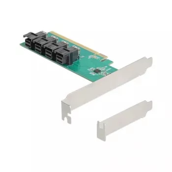 DELOCK PCIe x16 bifurkačná karta na 4× interné SFF-8643 NVMe, Low-Profile