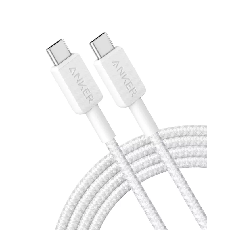 USB-C na USB-C kábel Anker 322 — 1,8 m, biely