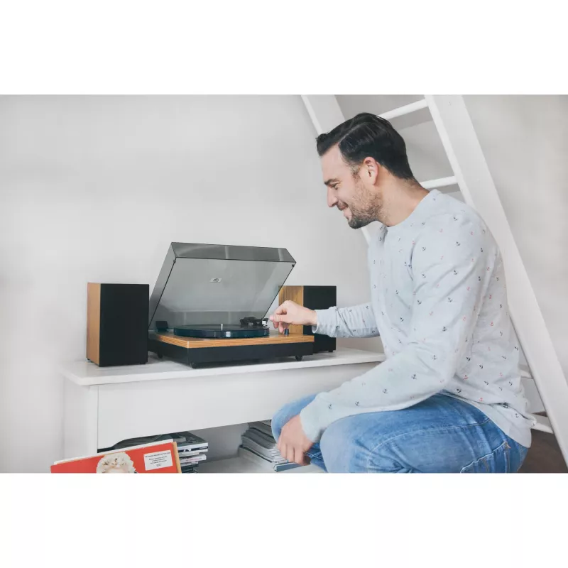 Lenco LS-300WD gramofón s externými reproduktormi, drevo