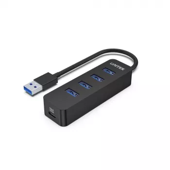 UNITEK uHUB Q4 USB 3.2 Gen 1 (3.1 Gen 1) Type-A 5000 Mbit/s čierny