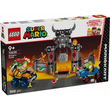 Konštrukčná hračka LEGO 72039 Super Mario Bowserova pevnosť s Mario Kart, interaktívna hracia sada