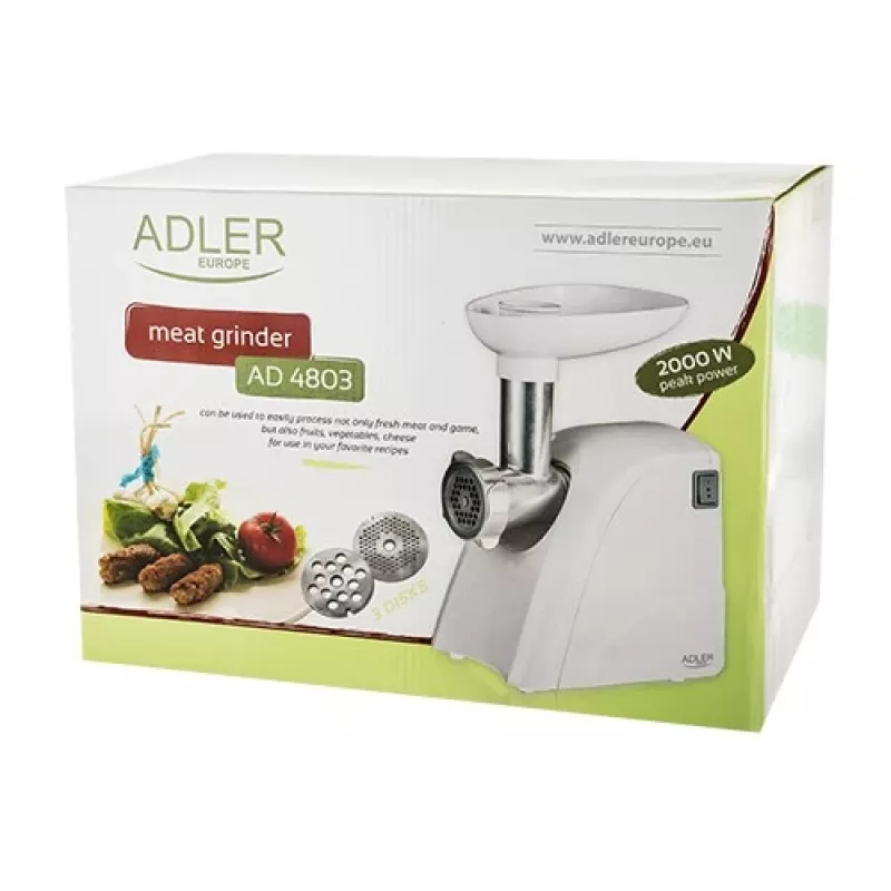Adler AD 4803 mlynček na mäso 800 W nerez, biely