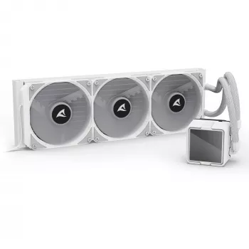All-in-One CPU kvapalinový chladič Sharkoon S100 ARGB biely – 360 mm radiátor, Infinity-Mirror efekt