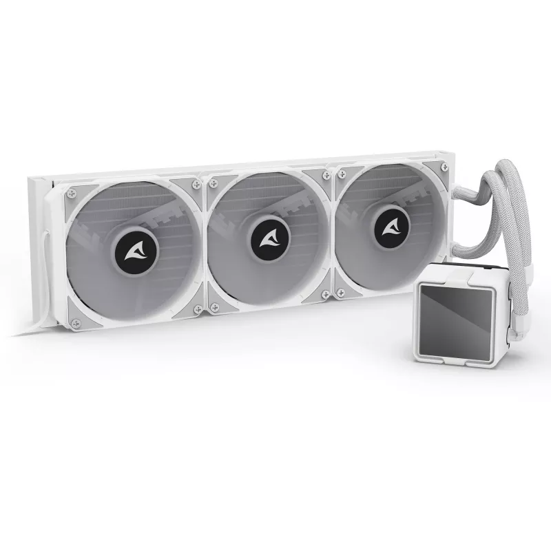 All-in-One CPU kvapalinový chladič Sharkoon S100 ARGB biely – 360 mm radiátor, Infinity-Mirror efekt