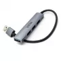 Unitek H1208A USB-A rozbočovač, 4 porty (1x USB-A 5 Gbps, 3x USB-A 2.0), hliník, strieborný