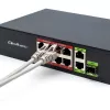 Ethernet switch QOLTEC 52297 PoE RJ45 s PoE uplink a SFP portom
