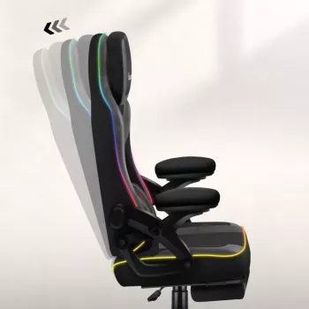 Herná stolička huzaro HZ-FORCE 4.6 RGB čierna Mesh — ergonomická, výškovo nastaviteľná, RGB osvetlenie, látkové sedadlo, max. 130 kg