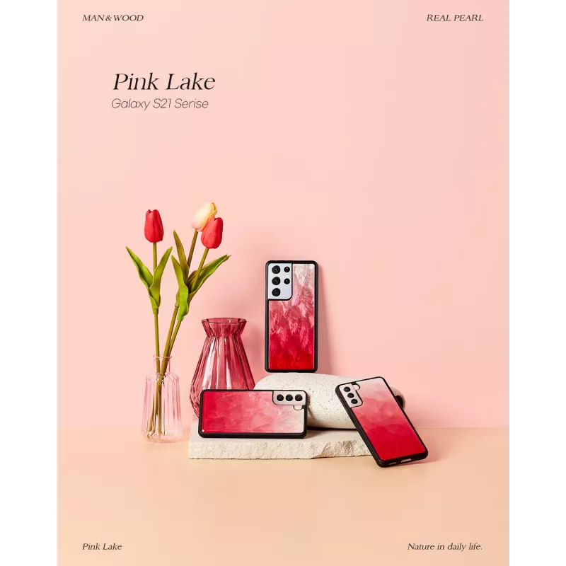 Puzdro na smartphone iKins na Samsung Galaxy S21+ — pink lake s čiernymi akcentmi