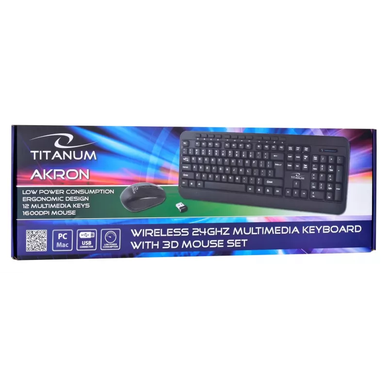 Bezdrôtová sada klávesnice a myši ESPERANZA Akron TK109 2,4 GHz, USB prijímač, čierna