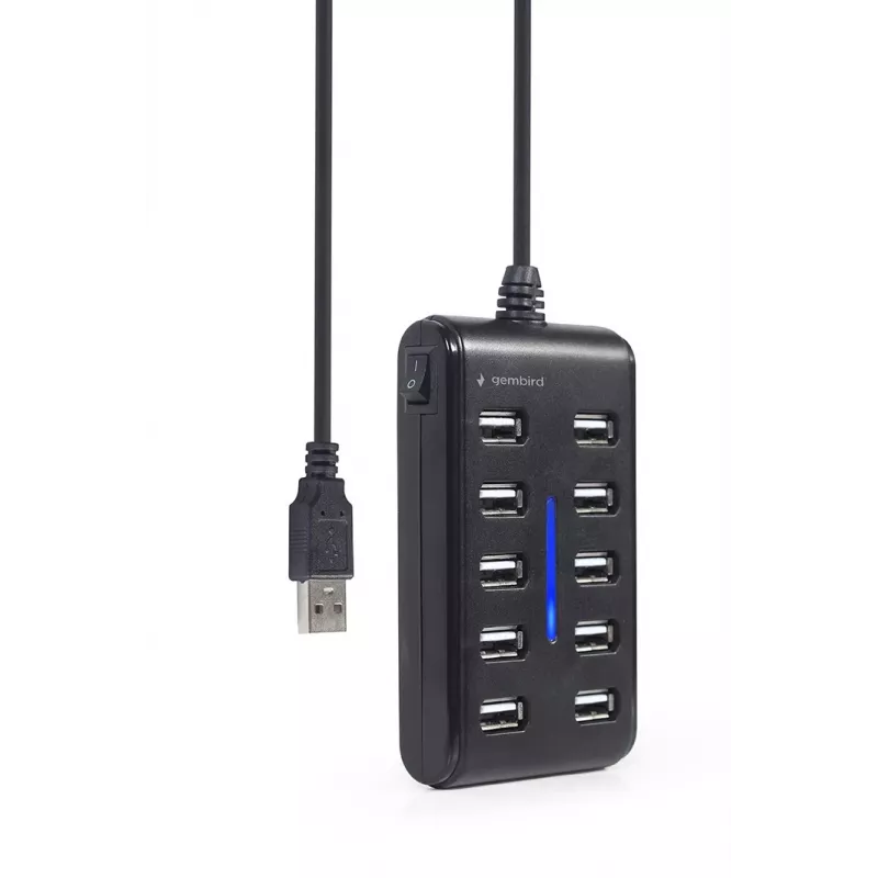 USB hub Gembird UHB-U2P10P-01 — 10-portový USB 2.0 hub