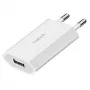 USB-A zásuvkový adaptér, 5W, 5V/1A, 1xUSB-A biely