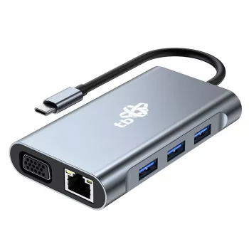 HUB 8in1 adaptér USB C HDMI x2 USB VGA RJ45 PD