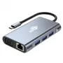 HUB 8in1 adaptér USB C HDMI x2 USB VGA RJ45 PD