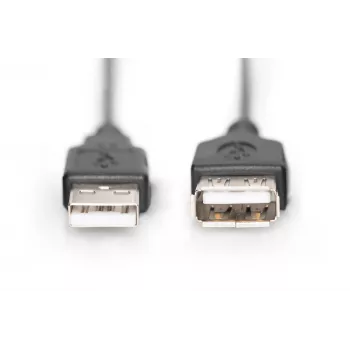 Digitus ASSMANN Basic - USB predlžovací kábel - USB Type-A, 4-pólový (M) - USB Type-A, 4-pólový (W) - 3 m (USB/USB 2.0) - Zaliaty - Čierna (AK-300200-030-S)