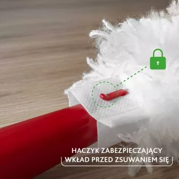 Prachovka VILEDA krátka rukoväť 179432 s 2 vložkami Flex & Catch, červená plastová rukoväť, na zavesenie