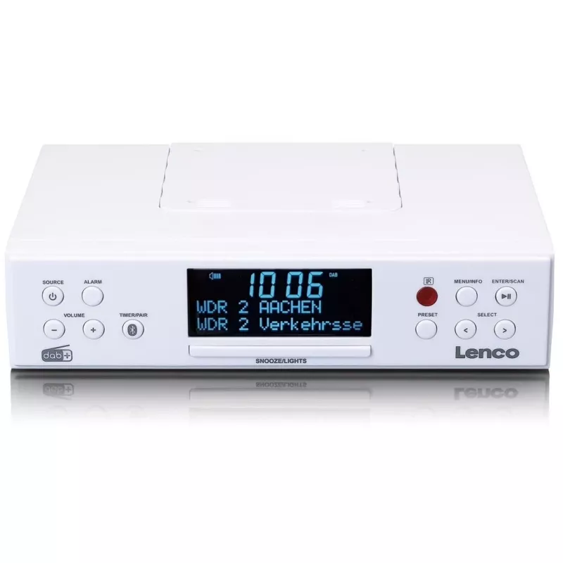 Lenco KCR-190WH kuchynské rádio pod skrinku s PLL FM, DAB+ a Bluetooth, biele