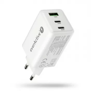 Napájacia nabíjačka everActive SQ-655Q 65W, 1×USB-A + 2×USB-C rýchle nabíjanie